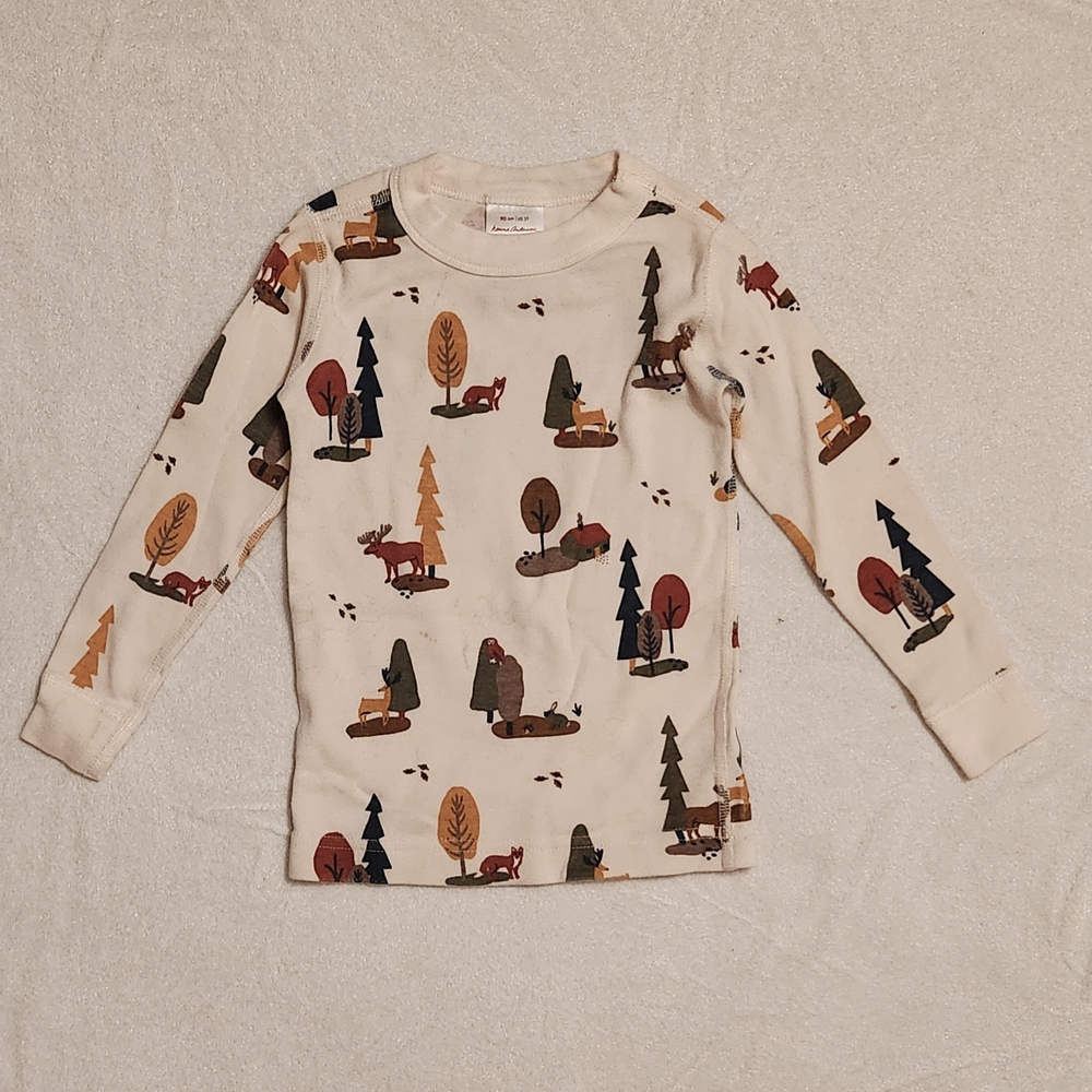 Hanna Andersson Cream Forest Animal Long Sleeve Tee